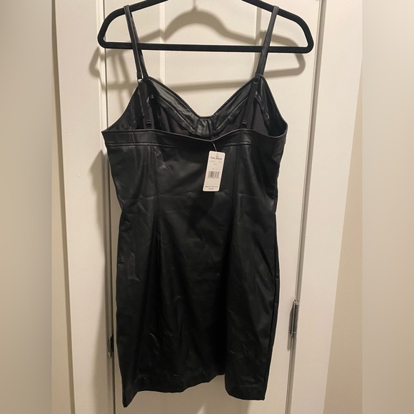 Free People Leather Black Dress. NWT! Size- Medium. - Picture 4 of 8